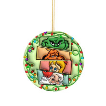 Grinch Christmas Wooden Ornament Black 2D Flat