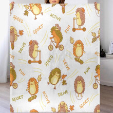 Deka s motivem ježka, flanelová, fleecová, 50x60 palců