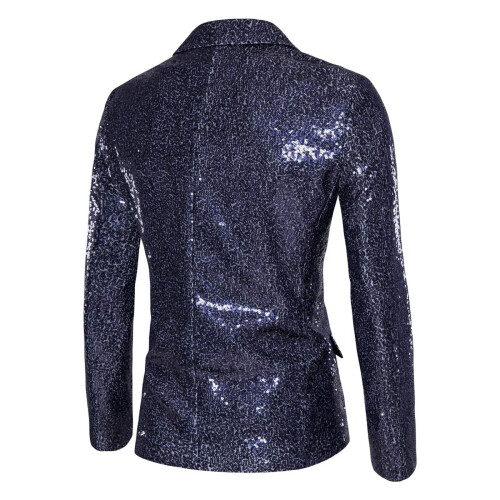 Men's Sequin Jacket Slim Fit Notched Lapel 1-Button 1