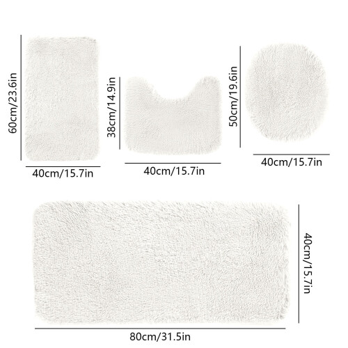 Ensemble de tapis de bain uni 4 pièces doux et antidérapants 2
