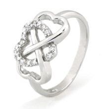 Tioneer Sterling Silber Zirkonia Herzring mit ikonischem Unendlichkeitssymbol