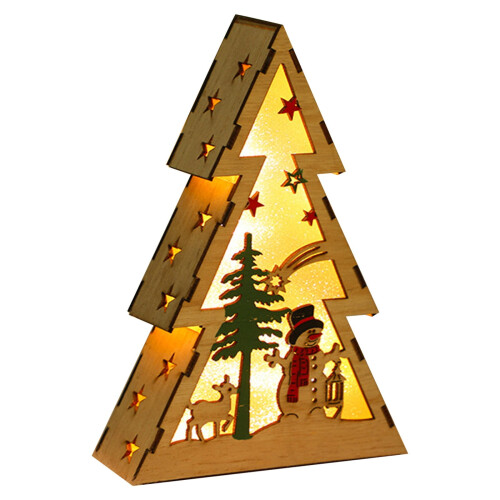 Wooden Christmas Tree Night Light LED Desktop Ornament