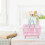Mini panier de rangement de bureau avec poignée bleu rose 4