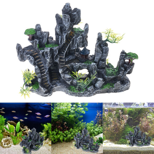 Hars bergrotsdecoratie voor aquariums (1 stuk) 1