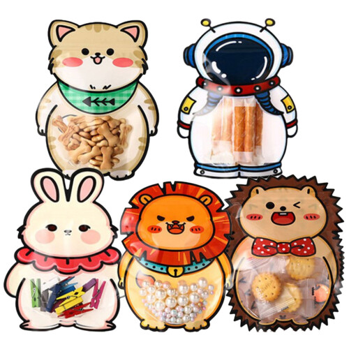 Pink Candy Bag with Window, Hedgehog Shape, 10 pcs