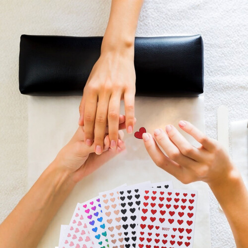 Pegatinas de uñas con forma de corazón, románticas, duraderas, para decoración DIY. 1