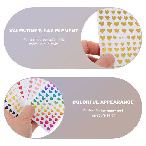 Pegatinas de uñas con forma de corazón, románticas, duraderas, para decoración DIY. 2