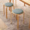 Round Solid Wood Stool with Thick Cushion12-inch 6
