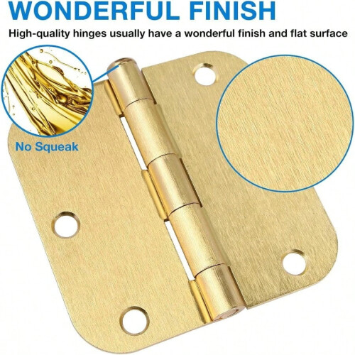 Runde Türscharniere, gebürstetes Messing, Satingold, 3er-Pack 1