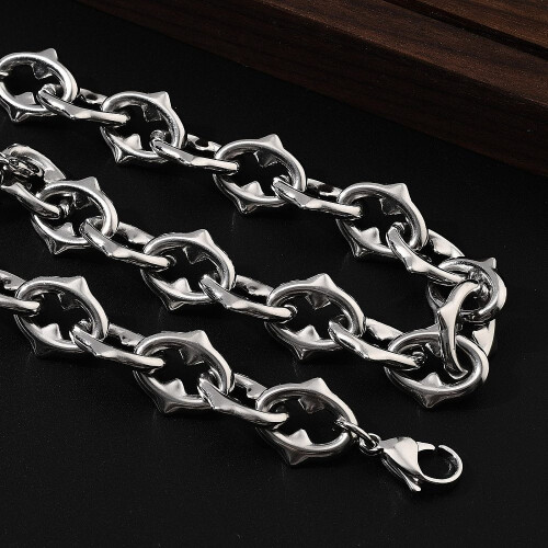Collier ovale à pointes en acier inoxydable, 47 cm (18,5 pouces) 2