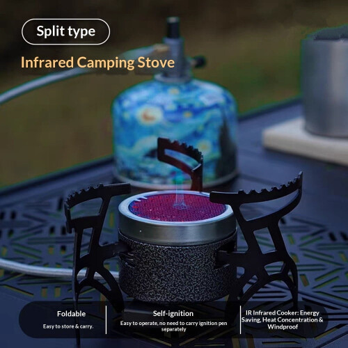 Réchaud de camping à double brûleur 4200W à jet infrarouge coupe-vent 1