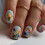 Unhas postiças quadradas curtas com flores 3D, 24 peças 2