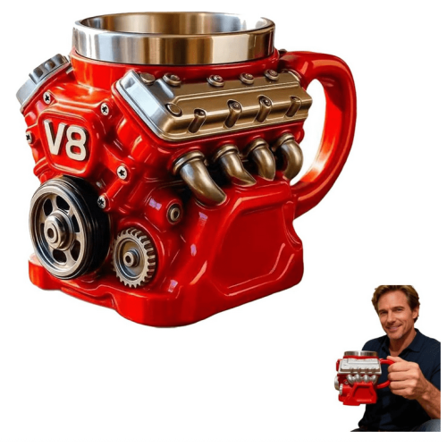 Retro Engine kaffekrus rustfritt stål dobbelvegget 355 ml