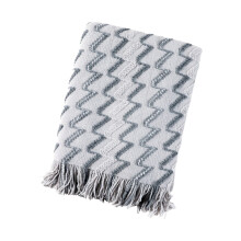 Dark Gray Knitted Throw Blanket with Tassels Geometric