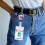 Porte-badge papillon avec cordon et fermoir, en plastique, 5
