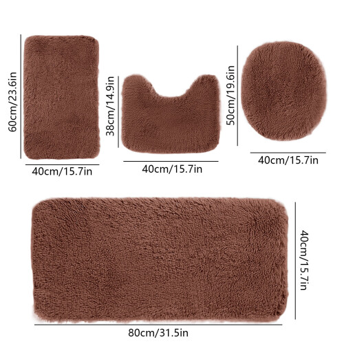 Ensemble de tapis de bain antidérapants 4 pièces, lavables et à séchage rapide 2