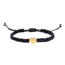 Personalisiertes Armband mit Initialen, 18 Karat vergoldet, gewebtes Herz
