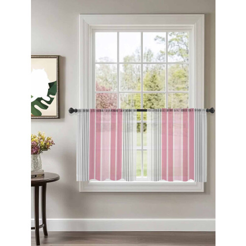 Sheer Curtains Pink-Gray Gradient Stripe Light Filtering 1