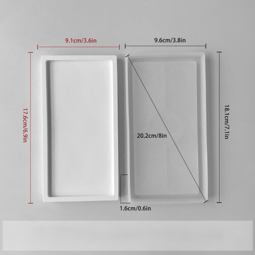 Molde retangular de silicone para resina epóxi em artesanato. 1