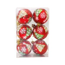 Clear Painted Christmas Tree Balls Red 6 pcs