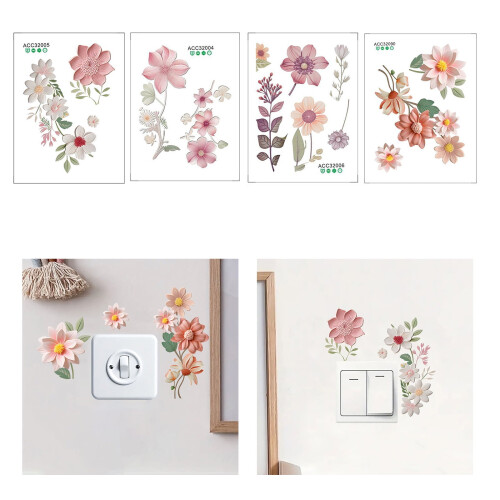 Adhesivo de pared con estampado floral, impermeable, para interruptor de luz. 1