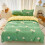 XIAOLE Sunflower Comforter Set Green Queen 4-Piece 1