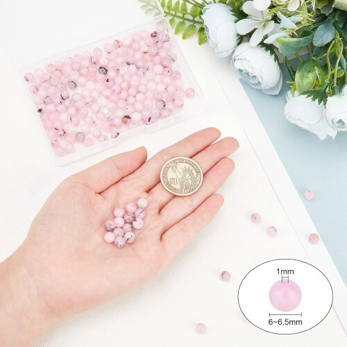 Perles de jaspe rose cerisier, 6-6,5 mm, 189 pièces 1
