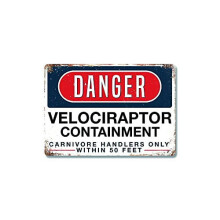 Velociraptor Braking Aluminum Sign 12 x 8 Inches