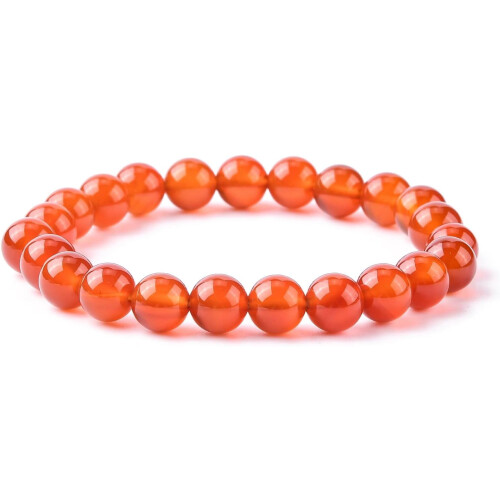 Bracelet extensible en perles de cornaline rondes de 8 mm (1 pièce) 1
