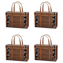 Panier de pique-nique tressé pliable en rotin, lot de 4