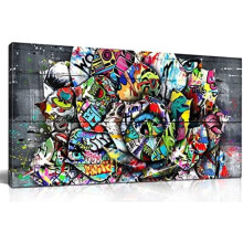 Tableau sur toile Banksy, style street art, graffiti pop, 61 x 91 cm