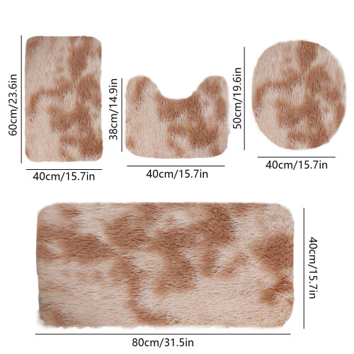 Ensemble de 4 tapis de bain noirs doux, minimalistes et antidérapants 2