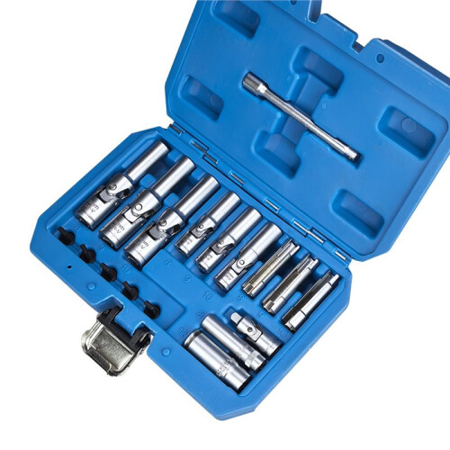 18PC 3/8" 1/4" Drive Glow Plug Removal Socket Set for Efficient Auto Repair 2