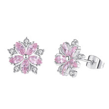 Boucles d'oreilles puces cerise, forme florale, 1 paire