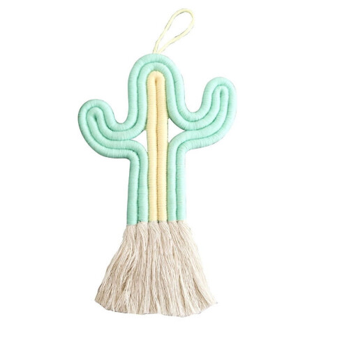 Cactus Wall Hanging Ornament - Woven Nursery Decor, Light