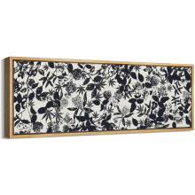Czarny, botaniczny wydruk na płótnie w stylu vintage, 60x20 cali, bez ramki
