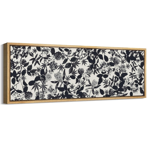 Impressão em tela vintage com estampa botânica preta, 60x20 polegadas (sem moldura)