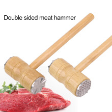 Martillo ablandador de carne con mango de madera, resistente, de doble cara.