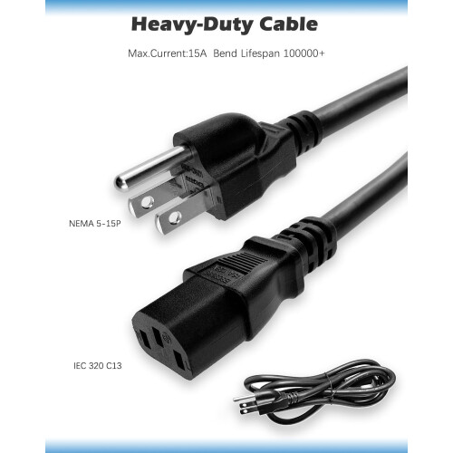 Καλώδιο τροφοδοσίας AC 14AWG με πιστοποίηση UL 6ft125V15A 1