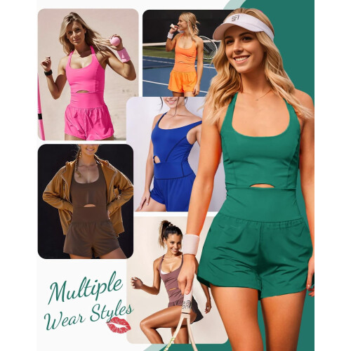 Dames workout jumpsuit met gewatteerde bh, mouwloos eendelig model 2
