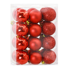 Red Christmas Ball Ornaments 24 Pieces