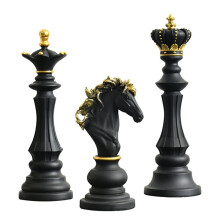 Ensemble de figurines décoratives en résine pour jeu d'échecs : reine et cavalier