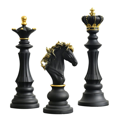 Skak harpiks ornament figur dronning ridder statue sæt