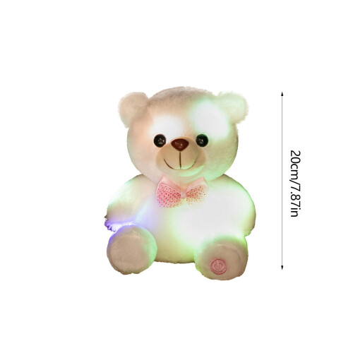 Color-Changing Bear Plush Toy with LED Light and Ribbon Bow 2