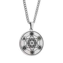 Collana da uomo con sigillo d'angelo e cerchio magico di Salomone