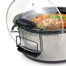 Soporte para tapa de olla de cocción lenta de acero inoxidable con almohadilla de silicona