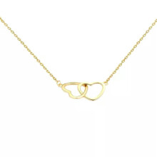 Collier tendance à double anneau en forme de cœur argenté