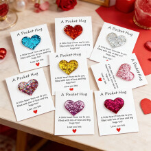 Glitter Heart Pocket Card Inspirational Blessing 1 Pack