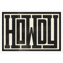 Affiche murale vintage Howdy sur toile noire et blanche