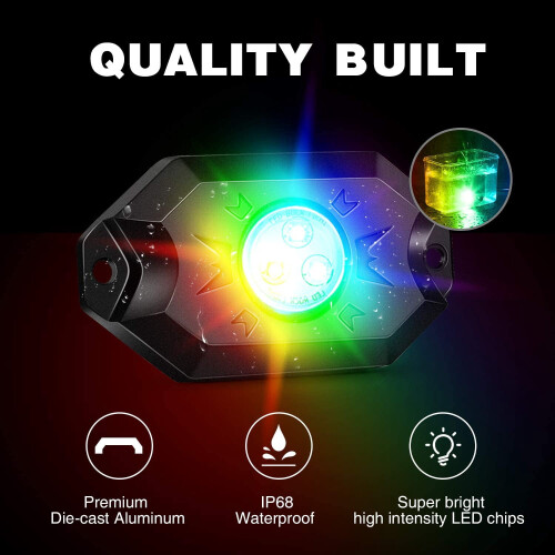 RGB Rock Lights4-Pod Vanntett Bluetooth Musikkmodus12V 2